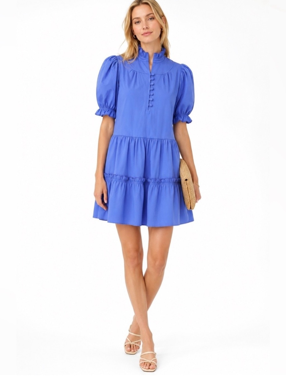 Tuckernuck Pomander Place Periwinkle Ruffle Tiered Mini Dress